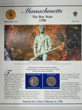 Statehood Quarters - Massachusetts The Bay State -